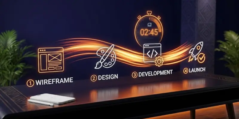 Website development timeline showing how quickly a business website can be designed and launched